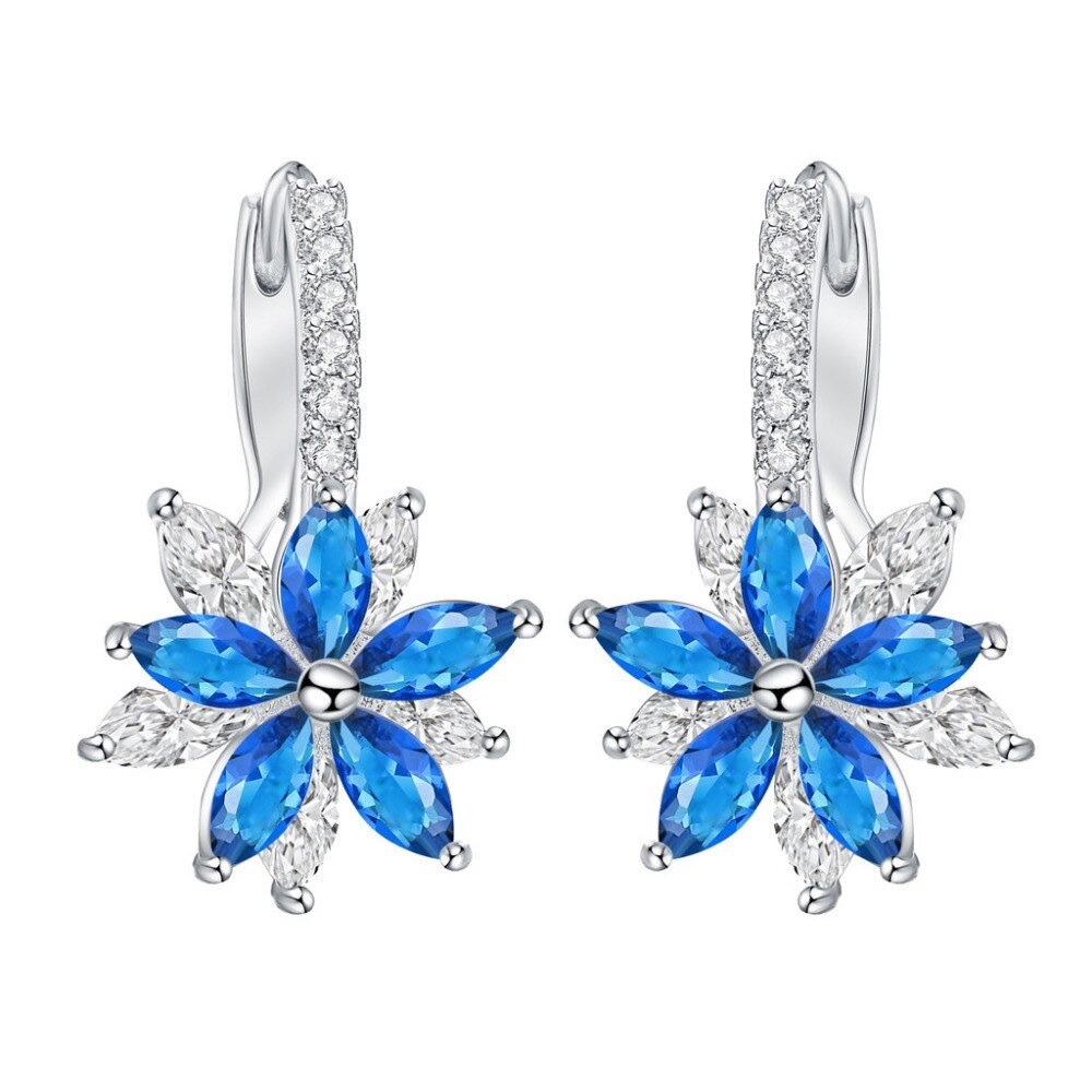 Lovely Crystal Flower Stone Earrings
